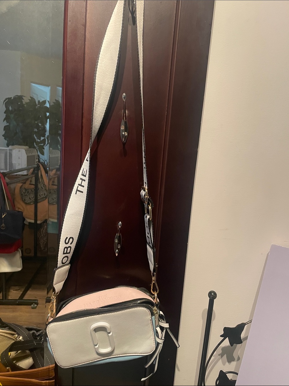 Marc Jacobs White and Blush Crossbody with Branded Strap - Picture 1 of 5